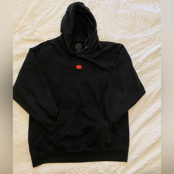 Anti Social Social Club black hoodie, size large, made in USA. China flag. - Picture 2 of 8